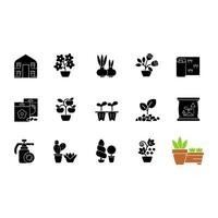 Gartengeschäft Kategorien schwarze Glyphen-Symbole auf Leerraum gesetzt vektor