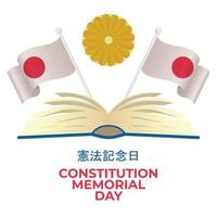 konstitution minnesmärke dag vektor illustration. japan konstitution minnesmärke dag med bok och flagga. platt japansk konstitution minnesmärke vektor design.