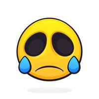 Emoticon zum ausdrücken Emotion von Traurigkeit, Enttäuschung und Weinen. Trauer oder Trauer Emoji vektor
