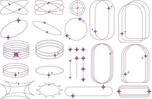 minimalistisk linjär element i rosa färger på en transparent bakgrund för din social nätverk, affisch designers. ramar med stjärnor, geometrisk former och Övrig estetisk element. modern vektor boho