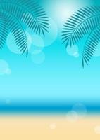 vektor tropisk tillflykt bakgrund med blå himmel och sandig strand.