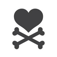 Herz Kreuz Knochen Logo Symbol Pirat Vektor Illustration