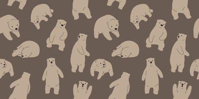 Björn sömlös mönster vektor polär Björn isolerat teddy tapet bakgrund brun