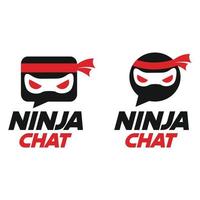 modern Vektor eben Design einfach minimalistisch Logo Vorlage von Ninja sich unterhalten Plaudern Maskottchen Charakter Vektor Sammlung zum Marke, Emblem, Etikett, Abzeichen. isoliert auf Weiß Hintergrund.