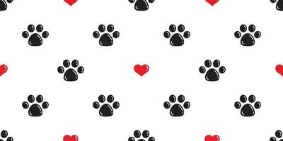 Hund Pfote nahtlos Muster Vektor Herz Valentinstag isoliert Katze Pfote Fußabdruck Hintergrund Hintergrund Illustration