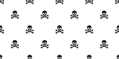 Pirat Schädel nahtlos Muster Vektor Halloween isoliert Knochen Hintergrund Hintergrund Weiß