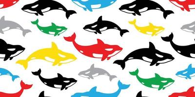 Wal nahtlos Muster Hai Vektor Delfin Fisch isoliert Ozean Meer Hintergrund Hintergrund bunt