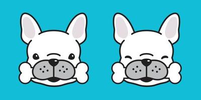 hund vektor franska bulldogg ben mops leende karaktär tecknad serie illustration vit