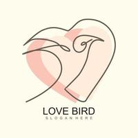 design logotyp valentine med design kärlek fågel begrepp, vektor illustration.