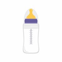 Baby Milchflasche Symbol. Babynahrungsflasche lokalisiert auf weißem Hintergrund. Babyflasche mit Nippel und Segmentierung. Vektor flache Illustration für Baby, Flasche, Feeder Design-Konzept.