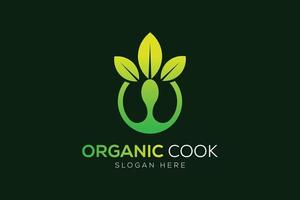 naturlig matlagning eller vegetarian matlagning logotyp design vektor