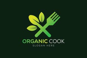 natürlich Kochen oder Vegetarier Kochen Logo Design vektor