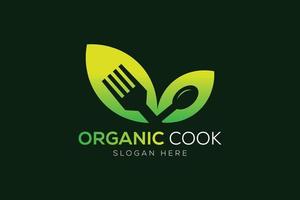 natürlich Kochen oder Vegetarier Kochen Logo Design vektor