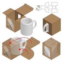 Box Verpackung gestanzte Vorlage Design. 3D-Modell vektor