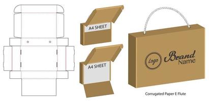 låda förpackning stansad mall design. 3d mock-up vektor