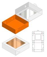 låda förpackning stansad mall design. 3d mock-up vektor