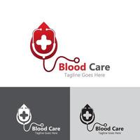 Blut Pflege Logo Design Konzept Vektor, Gesundheit Logo Vorlage, Symbol, Symbol vektor