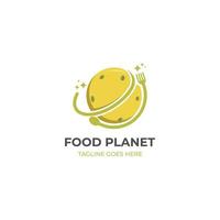 Essen Planet Logo Design, geeignet zum Essen Geschäft, Restaurant, Cafe, usw. vektor