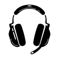 Glyphen-Symbol für Gaming-Headsets. Sportausrüstung. Computerkopfhörer mit Mikrofon. Spielgerät. Silhouette Symbol. negativer Raum. Vektor isolierte Illustration