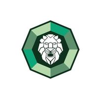 smaragd lejonhuvud logo design vektor