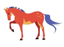 vektor illustration av en stående häst på en vit bakgrund. full längd Färg platt illustration av en häst.