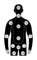 mänsklig silhuettpistol som skjuter papper mål vektor
