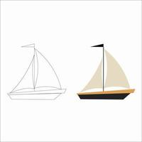 två trevlig segling båt linje konst- vektor konst arbete