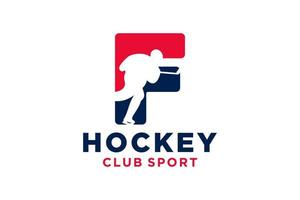Vektor Initialen Brief f mit Eishockey kreativ geometrisch modern Logo Design.