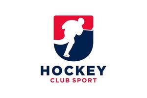 Vektor Initialen Brief u mit Eishockey kreativ geometrisch modern Logo Design.