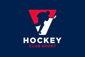 Vektor Initialen Brief v mit Eishockey kreativ geometrisch modern Logo Design.