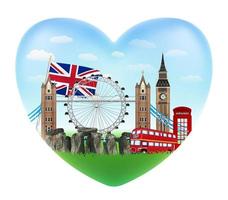 Liebe England Herzform Logo mit England Flagge vektor