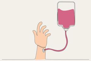 Färg illustration av en hand donera blod vektor