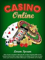 Casino Online Smartphone mit Würfeln und Roulette vektor