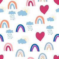 Regenbogen nahtlos Muster im Pastell- Farben. skandinavisch Baby Hand gezeichnet Illustration perfekt zum Textilien vektor