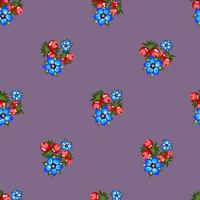 nahtloses Muster von Beeren, Blumen. handgezeichnete Blumenverzierung. Design für Textilien, Papier, Verpackungen, Bettwäsche aus bunten Doodle-Elementen im Folk-Stil. Blumen und Beeren im rustikalen Stil vektor