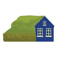 Insel Holz Boden Haus Symbol Karikatur Vektor. Island Reise vektor