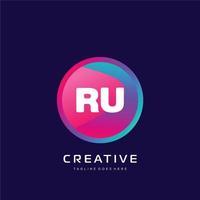 ru Initiale Logo mit bunt Vorlage Vektor