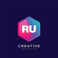 ru Initiale Logo mit bunt Vorlage Vektor