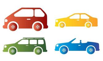 einstellen von farbig Autos Symbole Vektor Illustration