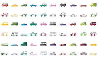 einstellen von farbig Autos Symbole Vektor Illustration