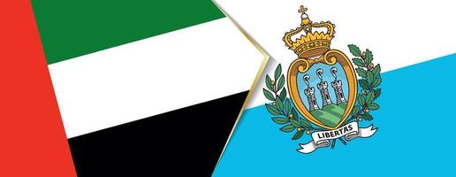 vereinigt arabisch Emirate und san Marino Flaggen, zwei Vektor Flaggen.