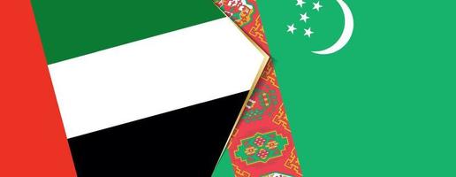 vereinigt arabisch Emirate und Turkmenistan Flaggen, zwei Vektor Flaggen.