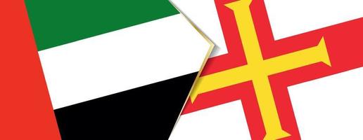 vereinigt arabisch Emirate und Guernsey Flaggen, zwei Vektor Flaggen.