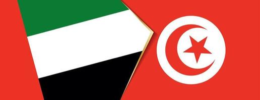 vereinigt arabisch Emirate und Tunesien Flaggen, zwei Vektor Flaggen.