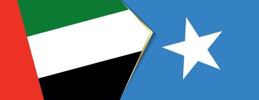 vereinigt arabisch Emirate und Somalia Flaggen, zwei Vektor Flaggen.