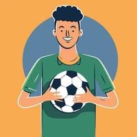 brasiliansk ung man innehav en fotboll boll vektor
