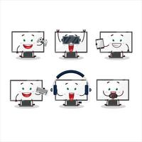 Monitor Karikatur Charakter sind spielen Spiele mit verschiedene süß Emoticons vektor