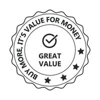 köpa Mer, dess bra värde för pengar bricka, täta, stämpel, täta, märka, ikon, klistermärke, bäst värde för pengar vektor illustration