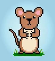 8 Bit Pixel Ratte ist Stehen. Tiere zum Spiel Vermögenswerte und Kreuz Stiche Muster im Vektor Illustrationen.