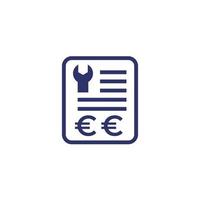 Reparatur Rechnungen, Kosten Symbol mit Euro vektor